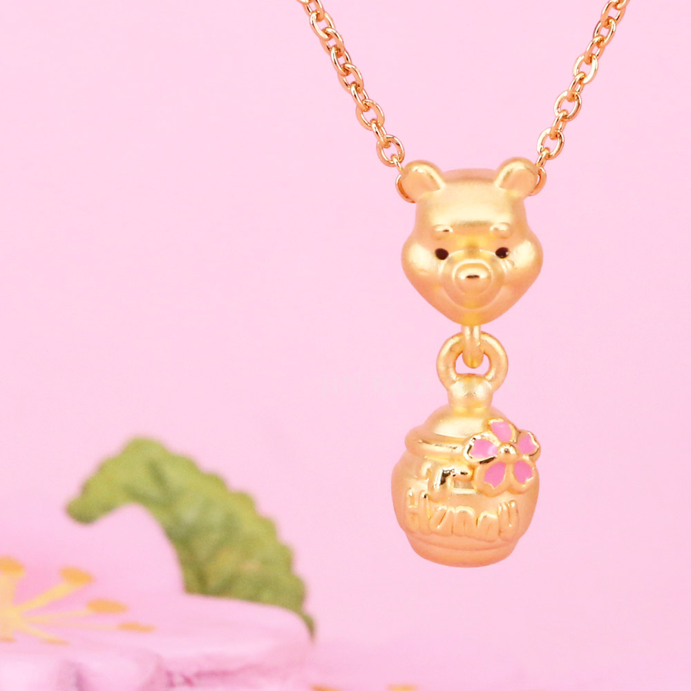 黃金墜子 黃金項鍊 維尼 蜂蜜罐