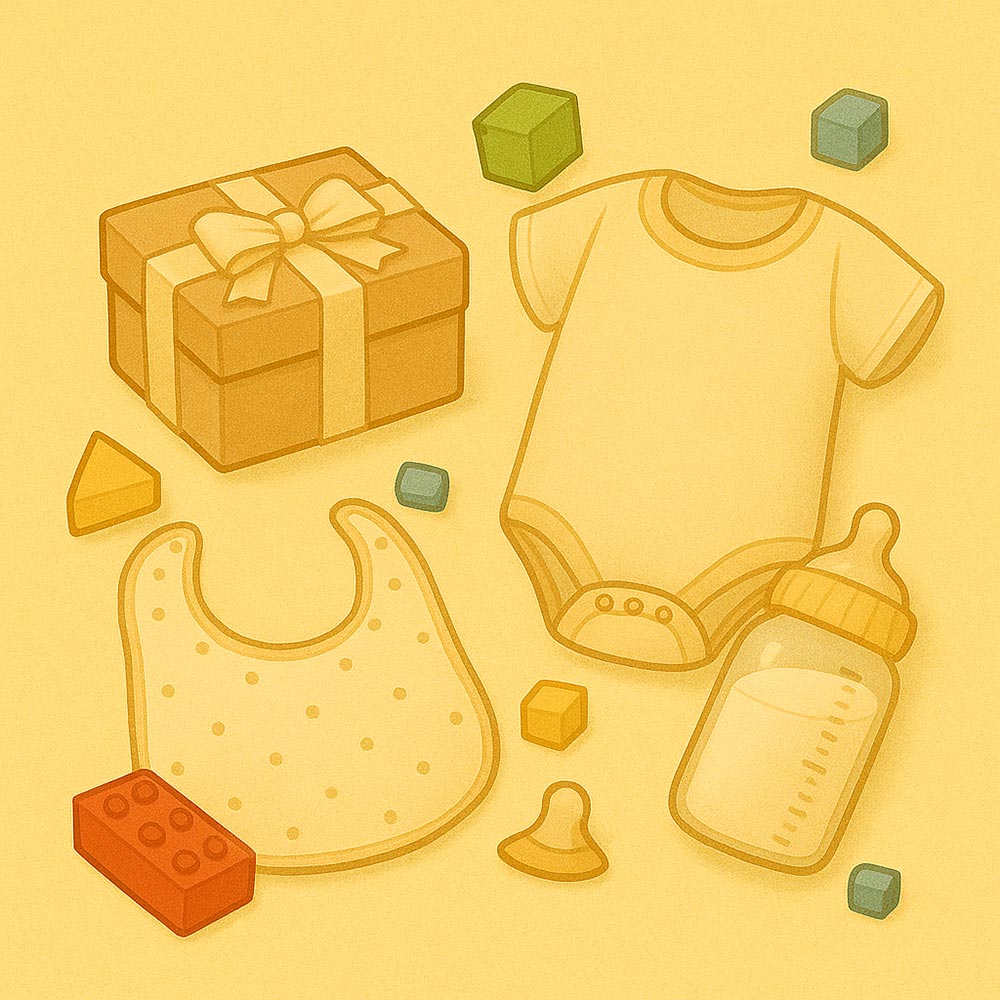 傳統彌月禮物衣服、奶瓶或玩具