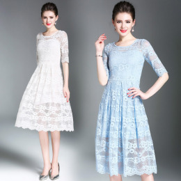 修身顯瘦微透蕾絲唯美連衣裙 (2色) 修身顯瘦微透蕾絲唯美連衣裙 (2色)