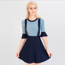 歐風線條撞色針織連身洋裝 (2色) 歐風線條撞色針織連身洋裝 (2色)