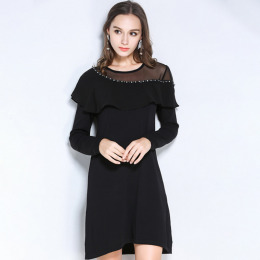 OL穿搭 袖鏤空紗網精品洋裝 OL穿搭 袖鏤空紗網精品洋裝