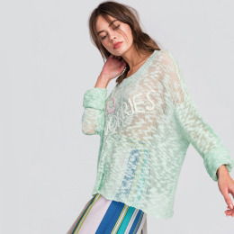 微透字母繡花針織毛衣 微透字母繡花針織毛衣