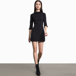 木耳邊 網紗拼接修身針織洋裝 木耳邊 網紗拼接修身針織洋裝