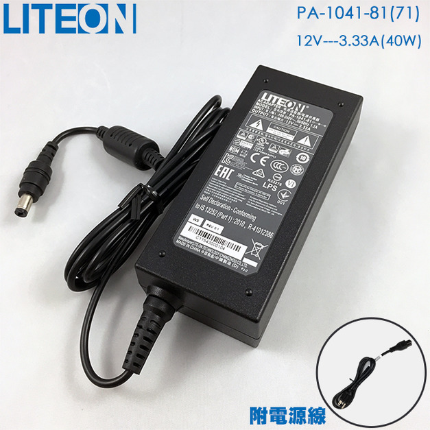 LITEON 12V 3.33A 40W 變壓器 5.5mm-2.1mm PA-1041-81 HP Slate AMCREST Pavilion