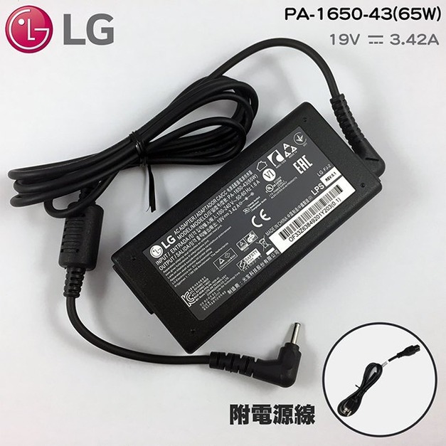 LG 樂金 19V  3.42A  65W 變壓器 3.0-1.0mm 細頭 PA-1650-43 15U570
