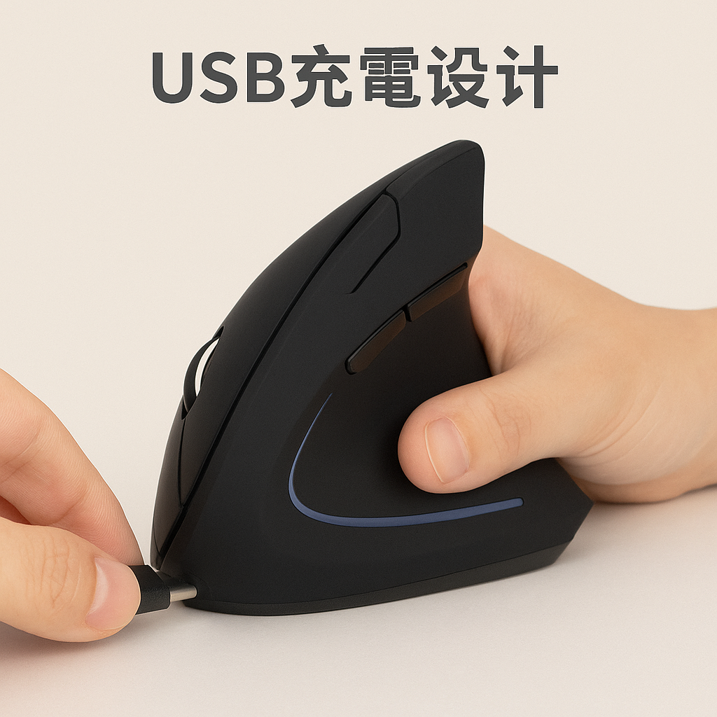 垂直滑鼠USB充電設計