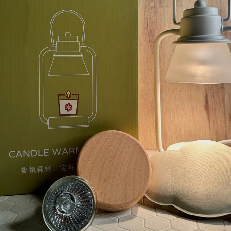 SCENT FOREST 香氛森林 - 白色定時調溫融蠟燈 晚安好睡優惠組合 含 原木墊 眼罩 香氛蠟燭
