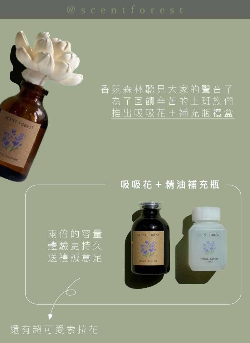 SCENT FOREST 香氛森林 -室內擴香- 天然精油吸吸花 香氛花 索拉花 室內擴香 辦公室、書桌適用
