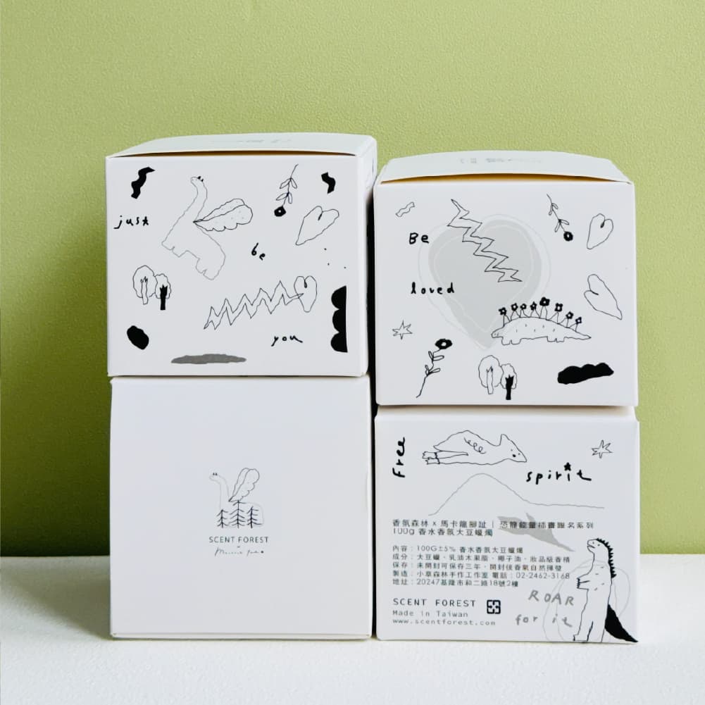 Scent Forest 香氛森林x馬卡龍腳趾聯名款100g大豆蠟燭 精美插畫設計包裝