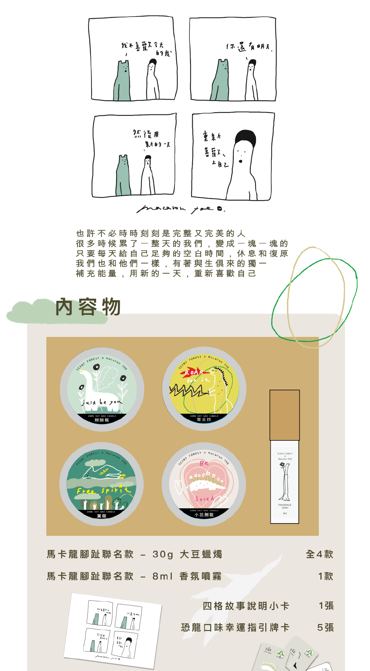 SCENT FOREST 香氛森林 - 馬卡龍腳趾聯名款4+1香氛系列禮盒-內容物簡介