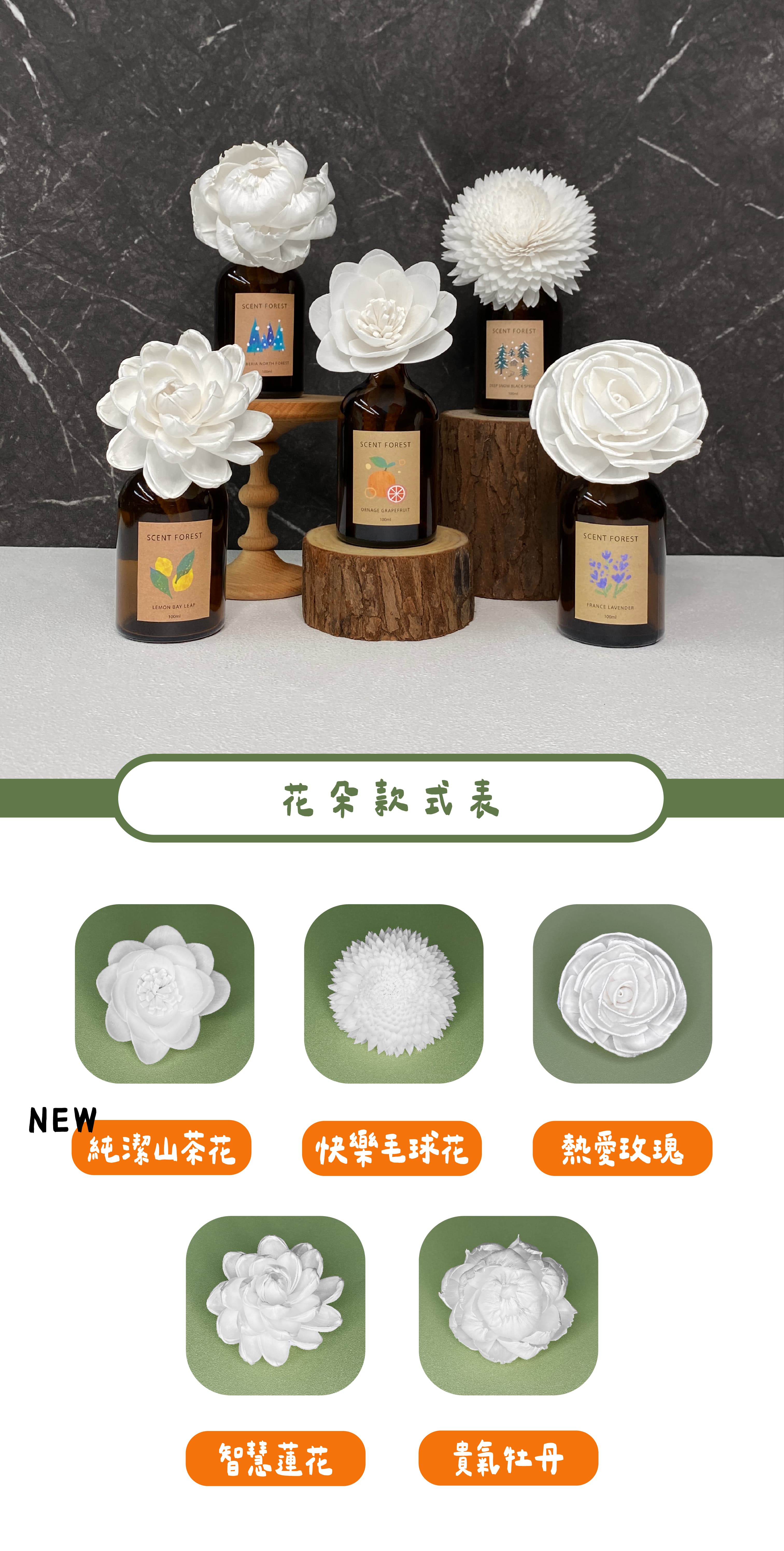 天然精油擴香花 花型介紹