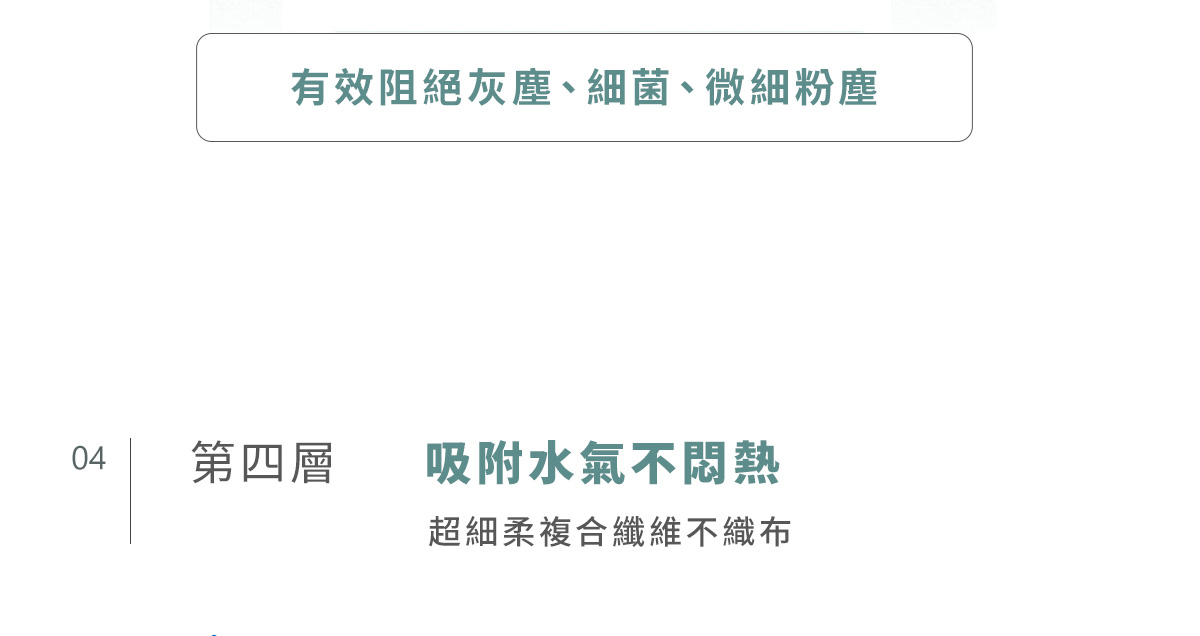 有效阻絕灰塵、細菌、微細粉塵