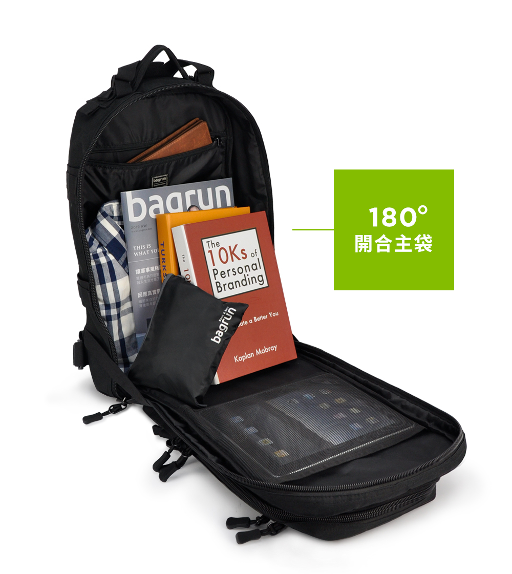 bagrun二代都會玩家軍事風格瞬開後背包-內層剖析