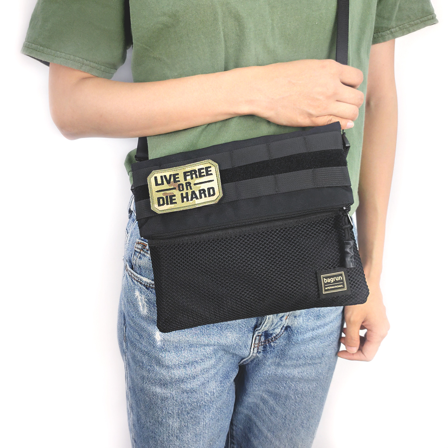 bagrun軍風機能隨身補給袋開箱推薦  可自由拼貼魔鬼氈布章