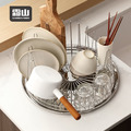 【日本霜山】304不鏽鋼圓形杯架/碗盤瀝水架(附筷筒)_2 【日本霜山】304不鏽鋼圓形杯架/碗盤瀝水架(附筷筒)_2