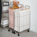 【日本霜山】窄型不鏽鋼折疊洗衣籃(附輪)-36L-多色可選 【日本霜山】窄型不鏽鋼折疊洗衣籃(附輪)-36L-多色可選