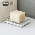 【日本霜山】304不鏽鋼瀝水肥皂架(附陶瓷托盤) 【日本霜山】304不鏽鋼瀝水肥皂架(附陶瓷托盤)