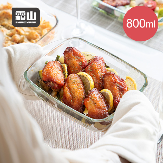 【日本霜山】雙耳耐熱玻璃烤盤/料理盤-800ml 【日本霜山】雙耳耐熱玻璃烤盤/料理盤-800ml