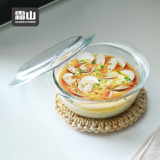 【日本霜山】多功能耐熱玻璃調理碗(附蓋)-1.4L 【日本霜山】多功能耐熱玻璃調理碗(附蓋)-1.4L