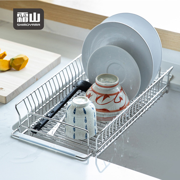 【日本霜山】304不鏽鋼伸縮式碗盤收納瀝水籃 【日本霜山】304不鏽鋼伸縮式碗盤收納瀝水籃
