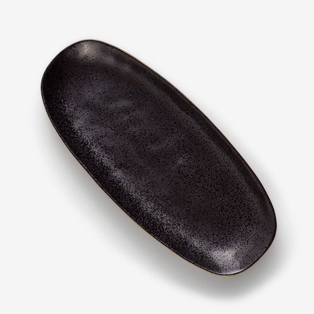 30cm 陶瓷橢圓盤 灰黑 =$660