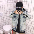 DIE WELLE 墨塗鴉貼佈破壞牛仔夾克男女寬鬆潮外套_1 DIE WELLE 墨塗鴉貼佈破壞牛仔夾克男女寬鬆潮外套_1