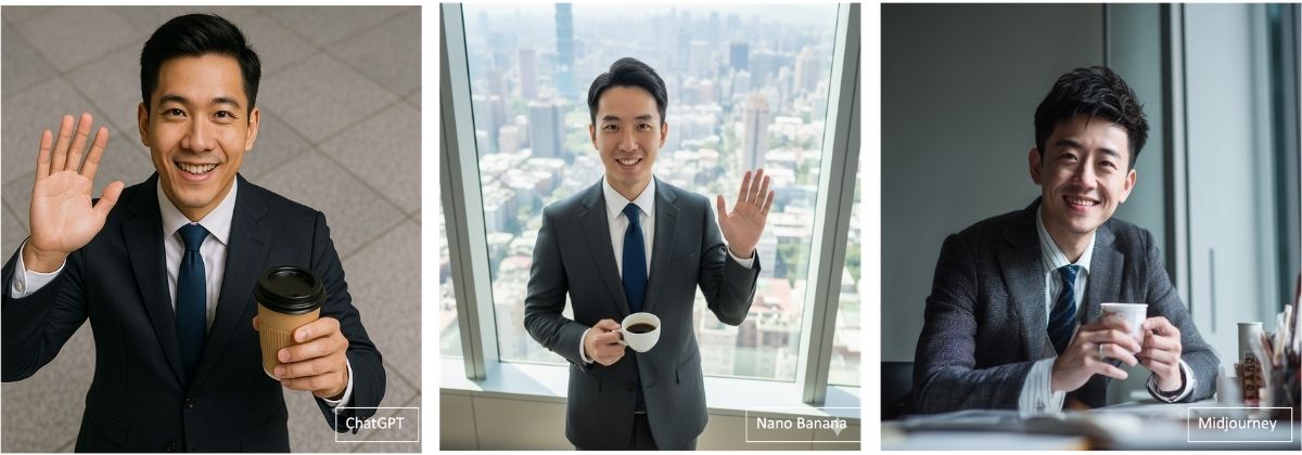 同一組提示詞 Midjourney 與 ChatGPT、Nano Banana 差異