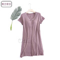 【Osun】莫代爾帶胸墊V領短袖大碼連衣裙睡衣居家休閒服(顏色任選/CE405V)_18 【Osun】莫代爾帶胸墊V領短袖大碼連衣裙睡衣居家休閒服(顏色任選/CE405V)_18