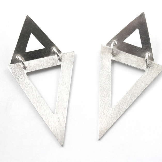 925純銀|大小三角器耳環 e9680