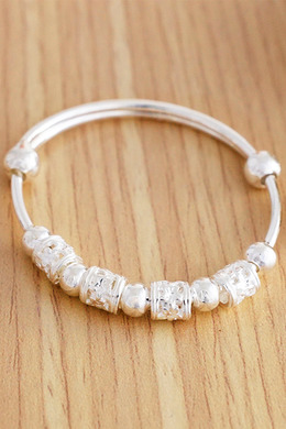 999純銀|小花長節珠小孩伸縮手環 b90000232C 999純銀|小花長節珠小孩伸縮手環 b90000232C