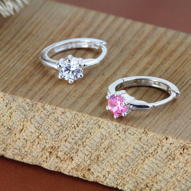 925純銀|經典圓鑽易扣耳環 EL0145-1