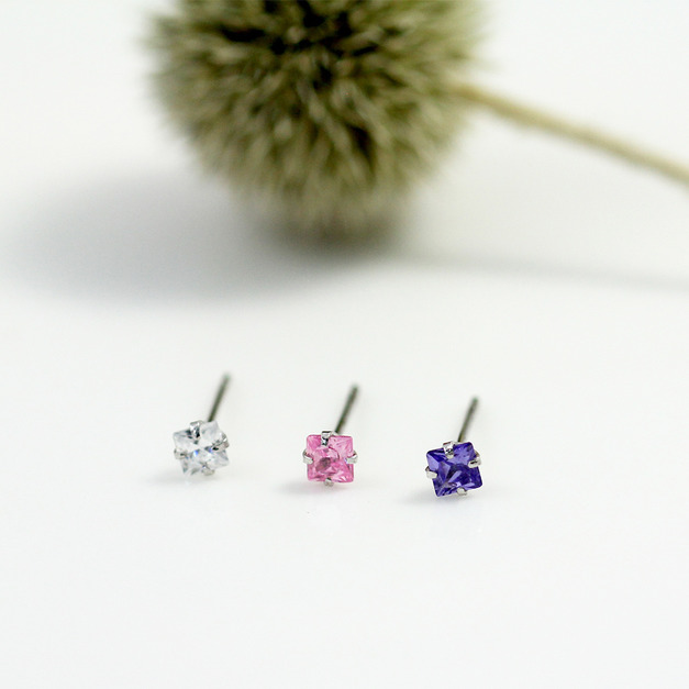 585K金|四方鑽耳環 e500000110-1-111-112