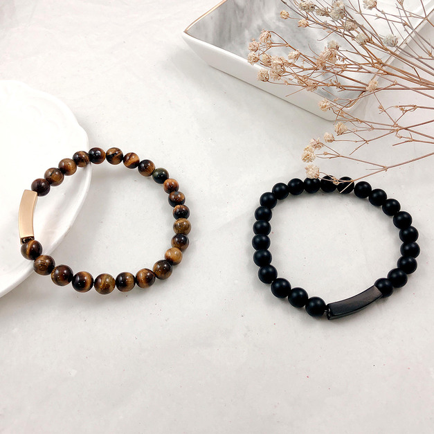 316L鋼|低調個性黑瑪瑙 / 純淨虎眼石手鍊 BSS581-BSS581A