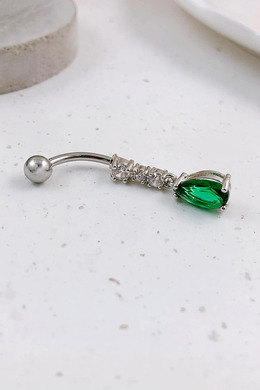 316L鋼|垂掛水滴肚臍環(深綠色) TBPN365-1 316L鋼|垂掛水滴肚臍環(深綠色) TBPN365-1