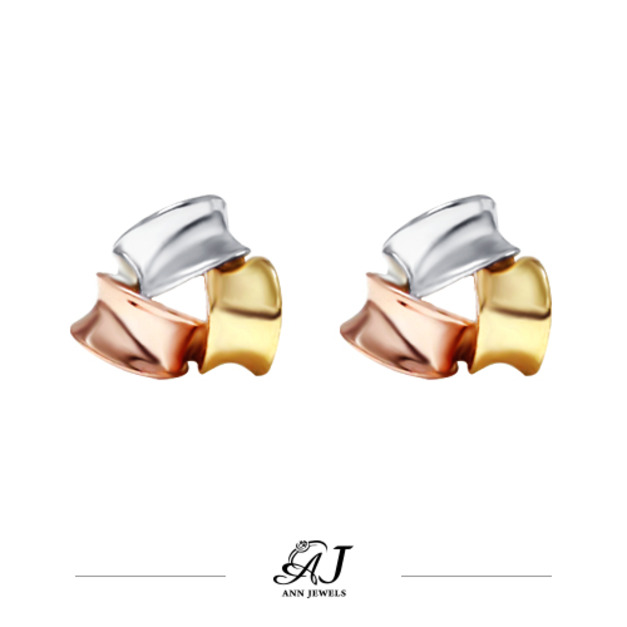 585K金|三色包容耳環 V701