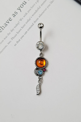 316L鋼|垂墜鋯石肚臍環 s748A 316L鋼|垂墜鋯石肚臍環 s748A