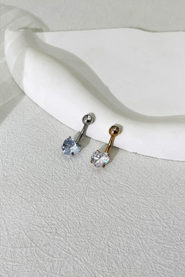 316L鋼|圓球四角抓愛心鑽.肚臍環 s750CA-C-1 316L鋼|圓球四角抓愛心鑽.肚臍環 s750CA-C-1