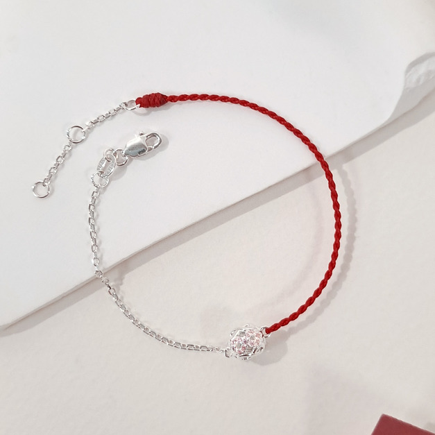925純銀|無限粉會鑽幸運紅線手鍊 HL0271B01