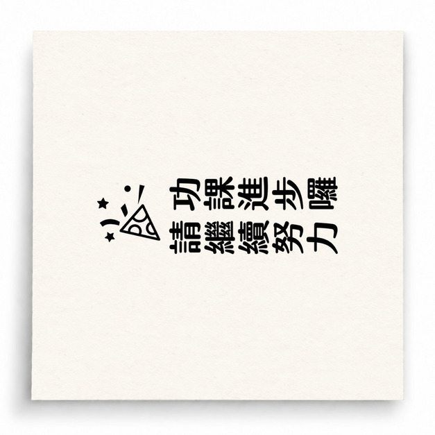 【B0128】 功課進步請繼續努力直式印章 【B0128】 功課進步請繼續努力直式印章