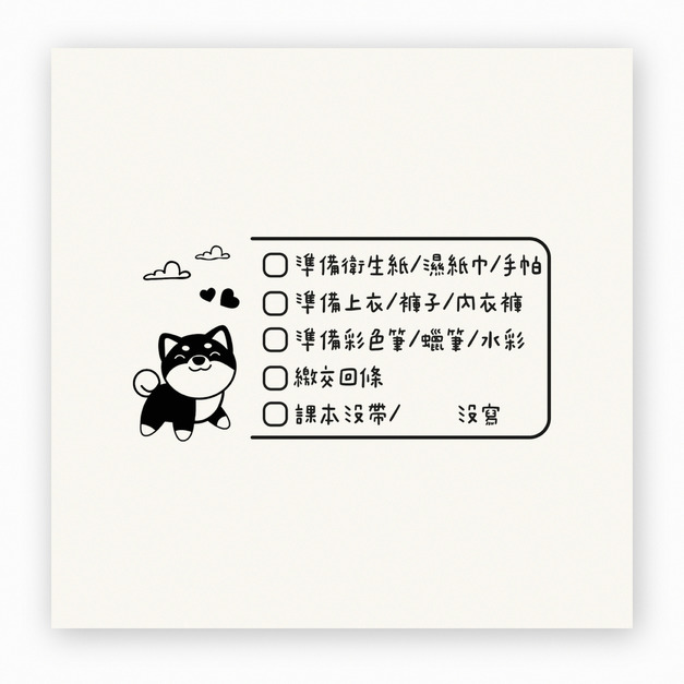 【F0156】小黑貓上學準備提醒印章 【F0156】小黑貓上學準備提醒印章