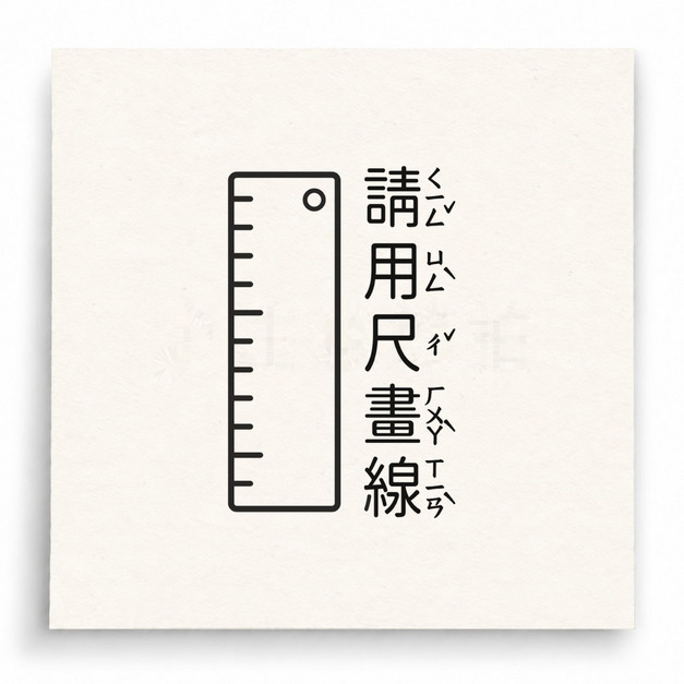 【D0031】請用尺畫線印章(直式圓點版) 【D0031】請用尺畫線印章(直式圓點版)