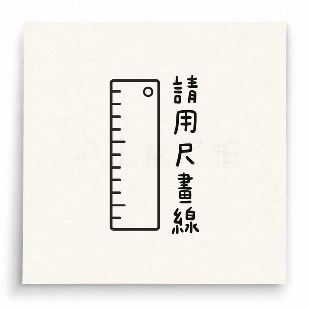 【D0035】請用尺畫線印章(直式長尺版) 【D0035】請用尺畫線印章(直式長尺版)