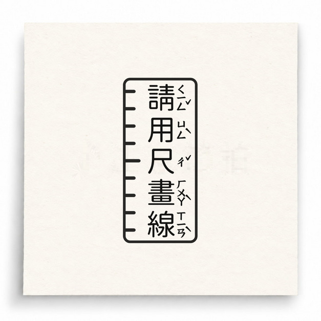 【D0032】請用尺畫線印章(直式文字版) 【D0032】請用尺畫線印章(直式文字版)