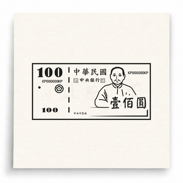【U0028】新台幣100元紙鈔印章 【U0028】新台幣100元紙鈔印章