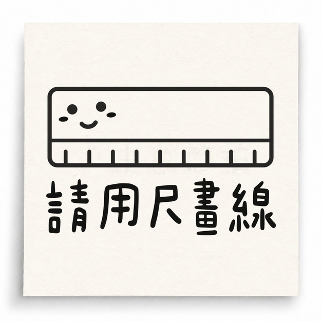 【D0017】請用尺畫線印章(笑臉短尺) 【D0017】請用尺畫線印章(笑臉短尺)