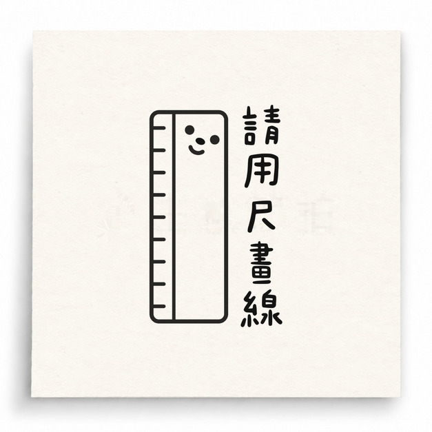 【D0038】請用尺畫線印章(直式愛心短尺) 【D0038】請用尺畫線印章(直式愛心短尺)