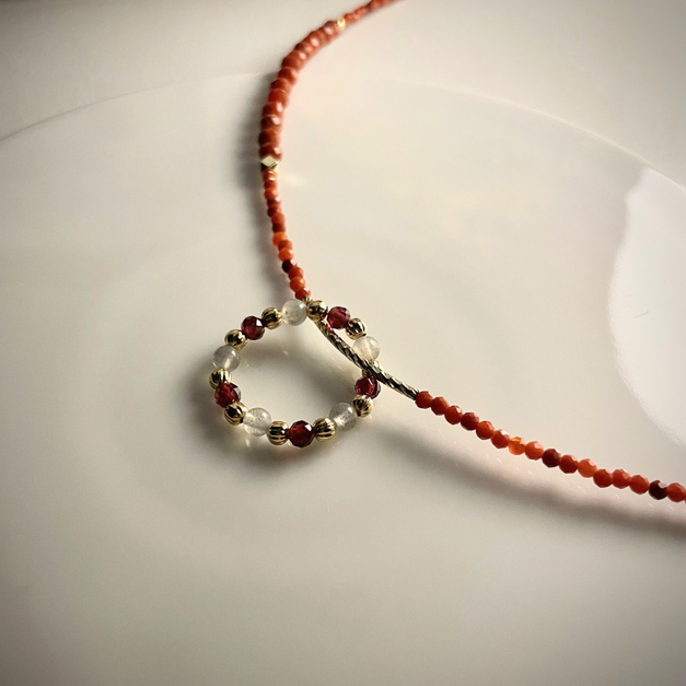 紅石榴月光石戒環/南紅瑪瑙項鍊 紅石榴月光石戒環/南紅瑪瑙項鍊
