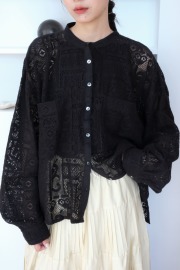 蕾絲口袋襯衫|黑 蕾絲口袋襯衫|黑