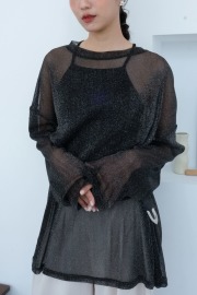 銀河細閃親膚慵懶上衣|黑 銀河細閃親膚慵懶上衣|黑