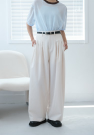 細節抓褶西裝寬褲|米白 細節抓褶西裝寬褲|米白